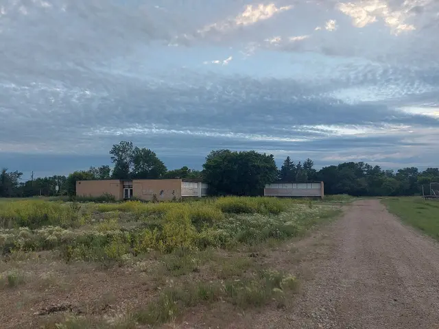 Abandoned school on the edge of town